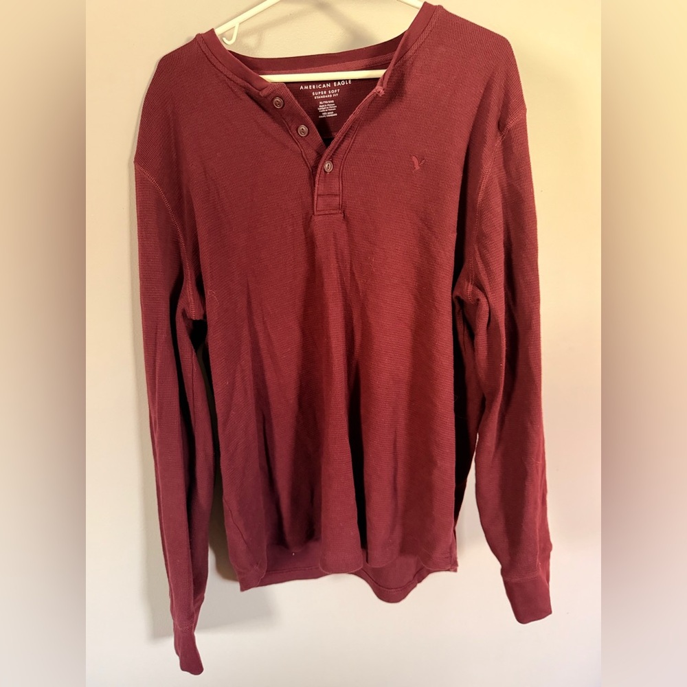 American Eagle Outfitters Burgundy Henley Top